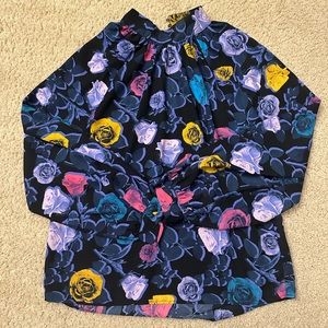 High Neck Floral Flowy Blouse